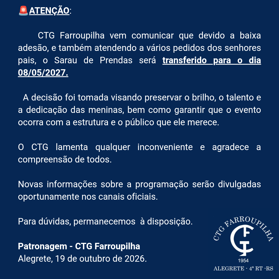 31 de Outubro - Sarau de Prendas